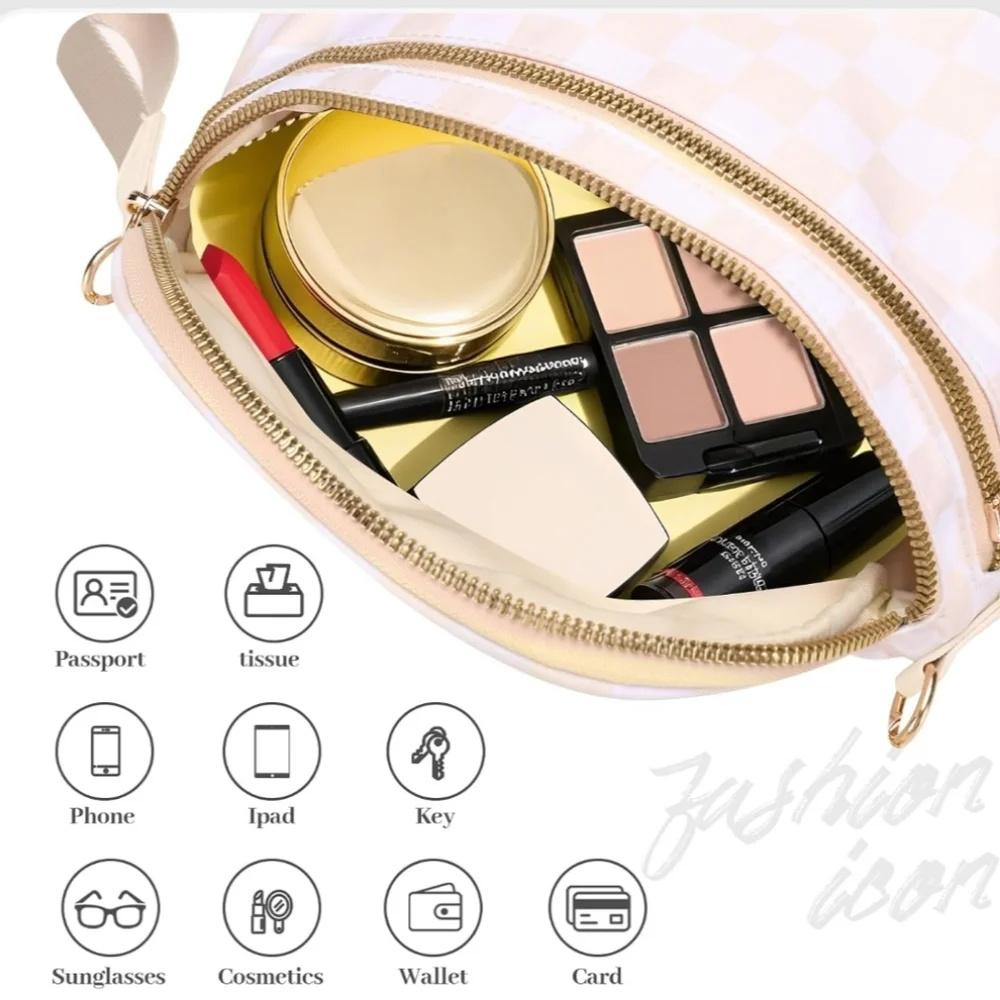 Cream‎ Checkered Women's Bag